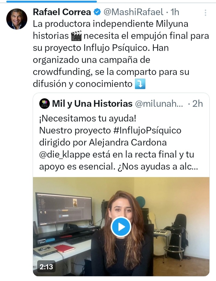 Gato7Libertario's tweet photo. El ladrón Correa pidiendo plata para el fracasado proyecto de su película "influjo psíquico". Ahora pide caridad para acabar con una peli que solo sirve para llenar su orgullo...no sabía que los grandes productores de cine ovacionados en Cannes, hacían vaca pa robar los fondos 😄 https://t.co/vUF58AjKDy