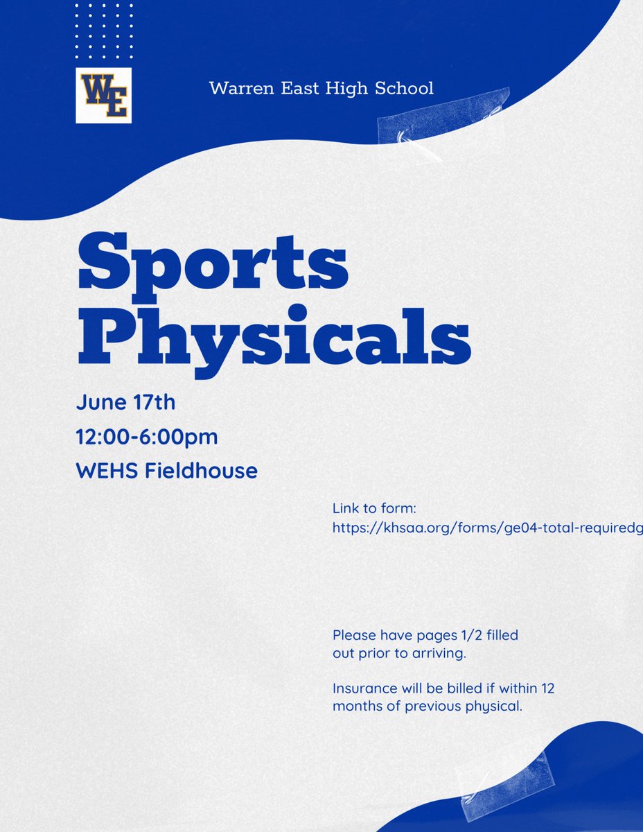 Reminder about upcoming opportunity for sports physicals.

@WCPSAtheltics_