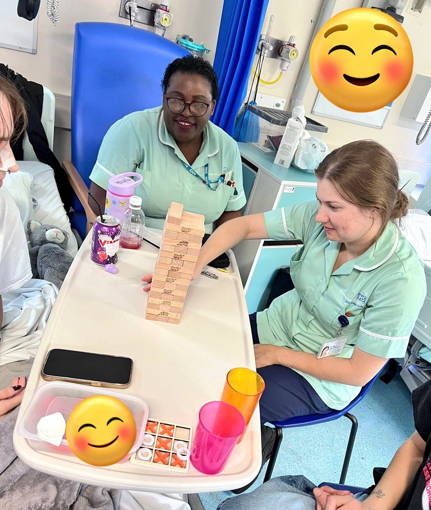 ☆Activities☆
On this rainy Thursday afternoon 🌧 
Nursing Assistants Paulina and Anna decided to get our activity box out and play Jenga with a few of the patients

It got quite competitive, with lots of laughs &amp; unfortunately, Anna was always the quickest to knock it down😅