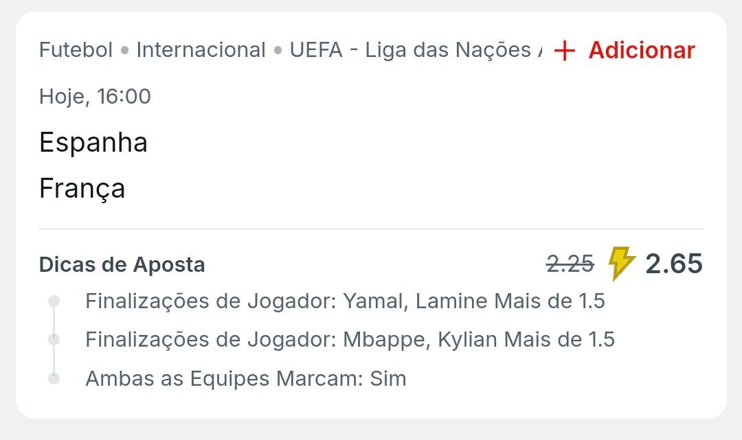 ⚽ LIGA DAS NAÇÕES 
💸 1 UN