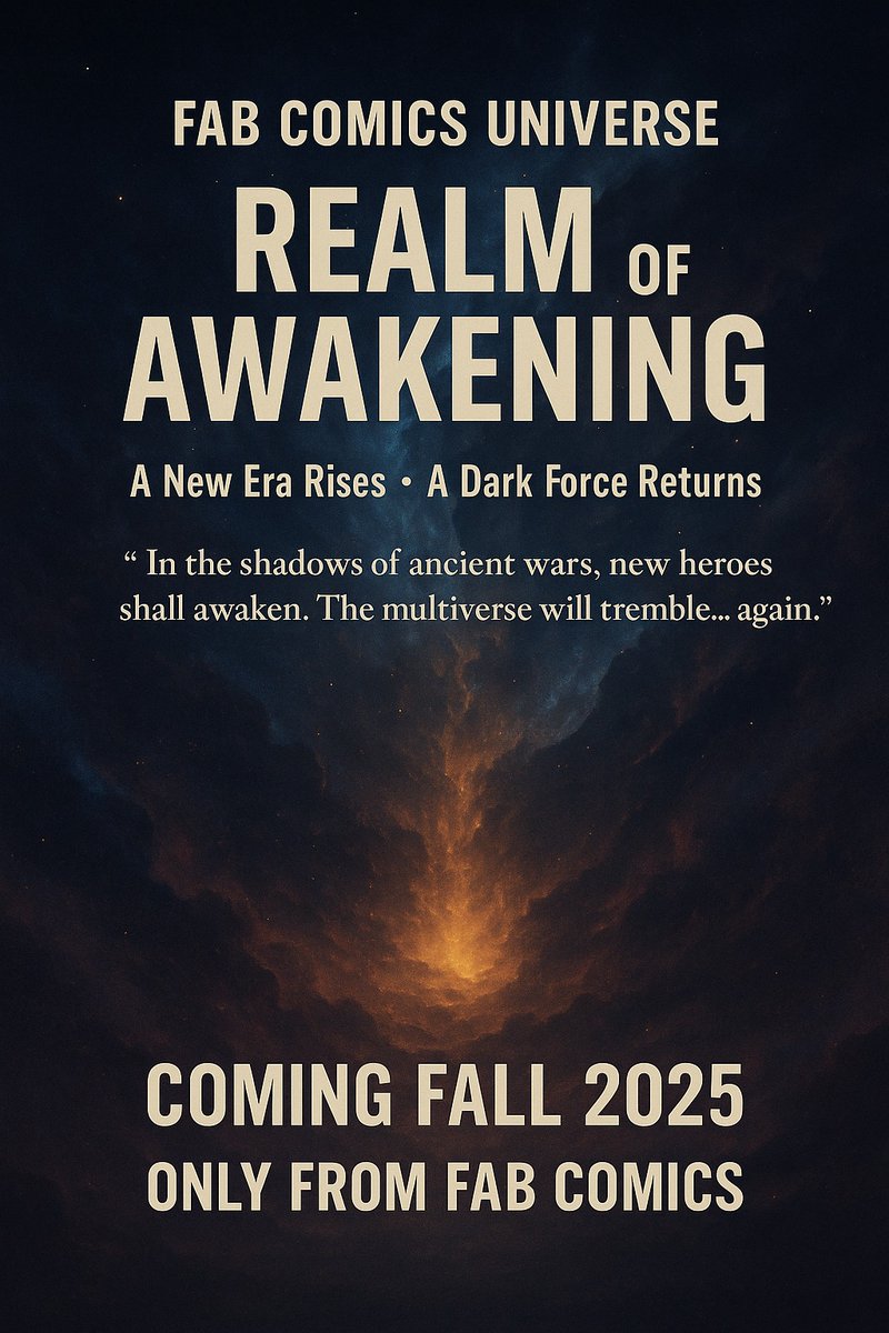 FabComicsPk's tweet photo. 🌌✨ The journey begins ✨🌌
💥 FAB COMICS UNIVERSE: REALM OF AWAKENING
🛡️ A New Era Rises • A Dark Force Returns

This is Part 1 of something legendary.
🔥 Coming Fall 2025

Drop a 🦁 if you're ready.

#FABComicsUniverse #RealmOfAwakening #FABPakistan #ComingSoon https://t.co/RLh2fXWpYo