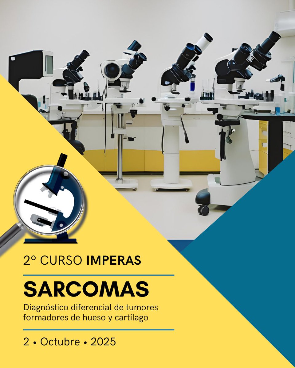 ¡Vuelve el Curso IMPERAS de Sarcomas!

Centrado en el diagnóstico diferencial de tumores formadores de hueso y cartílago.

📍 Lugar: Centro de Investigación Biomédica de Aragón (CIBA)
 🕙 Horario: de 10:00 a 18:00 h

👉 Más info 
 🔗 proyectoimperas.com/2o-curso-imper… 
<a href="/GrupoGeis/">GEIS</a> <a href="/SEAP_IAP/">SEAP-IAP</a>