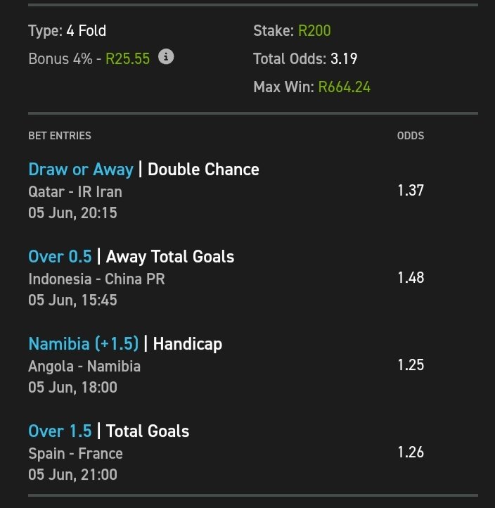 🇿🇦Sure Case Punter🇿🇦 (@gnbhengu) on Twitter photo ⚽Code A⚽
💰Kick Off <a href="/15/">Mona Lisa.</a>:45
💰Copy my bet👉easybet.co.za/sports?bookedB…
💰Betslip code👉03-254767
💰Not yet on Easybet?
💰Get R50 Sign Up Bonus + 25 Bonus Spins
Use promo code: SURE50
No deposit required.
💰Sign Up Now 👉easybet.co.za/page/R50-sign-…
18 + | T&Cs Apply ⚽Code A⚽
💰Kick Off <a href="/15/">Mona Lisa.</a>:45
💰Copy my bet👉easybet.co.za/sports?bookedB…
💰Betslip code👉03-254767
💰Not yet on Easybet?
💰Get R50 Sign Up Bonus + 25 Bonus Spins
Use promo code: SURE50
No deposit required.
💰Sign Up Now 👉easybet.co.za/page/R50-sign-…
18 + | T&Cs Apply