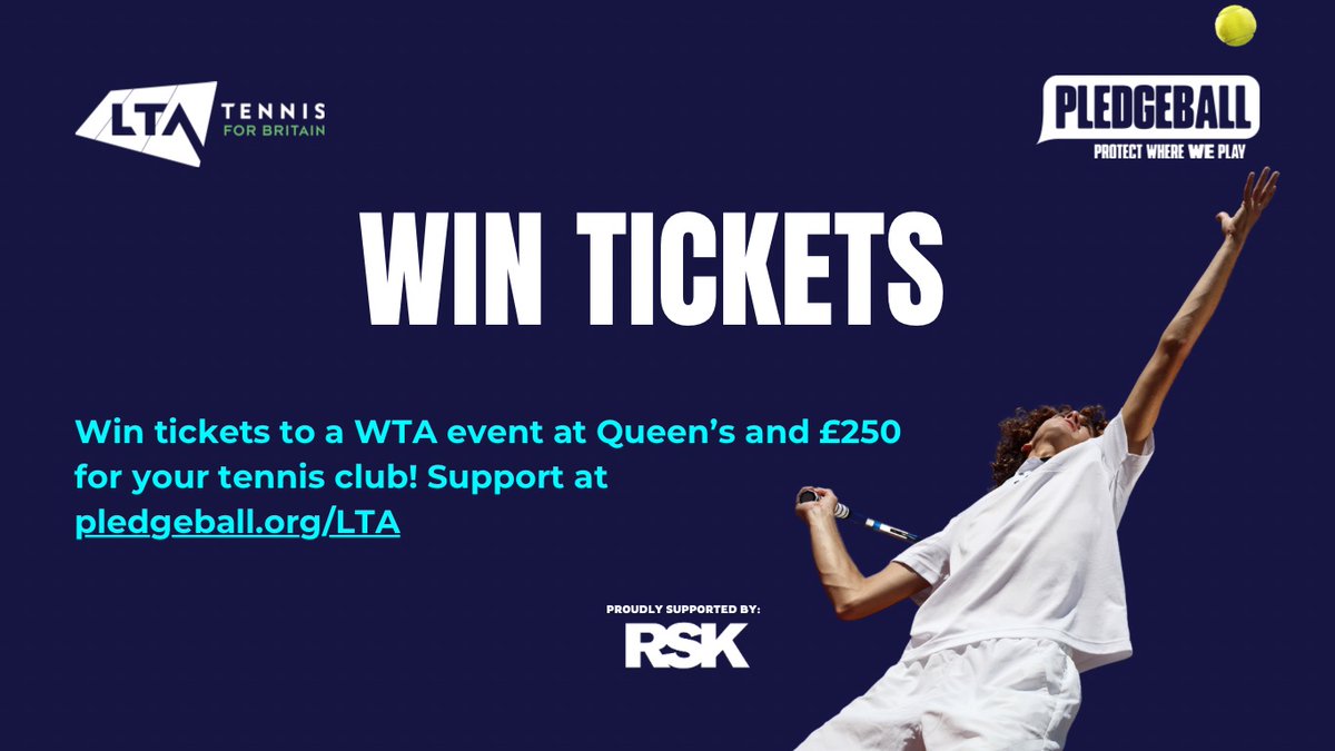 🎾 Play tennis? Want to make a difference off the court?

♻️ Make simple sustainability pledges to help your club win £250 and enter a draw for a WTA  event at Queen’s!

Pledge now: pledgeball.org/lta
#Tennis #Sustainability #LTA