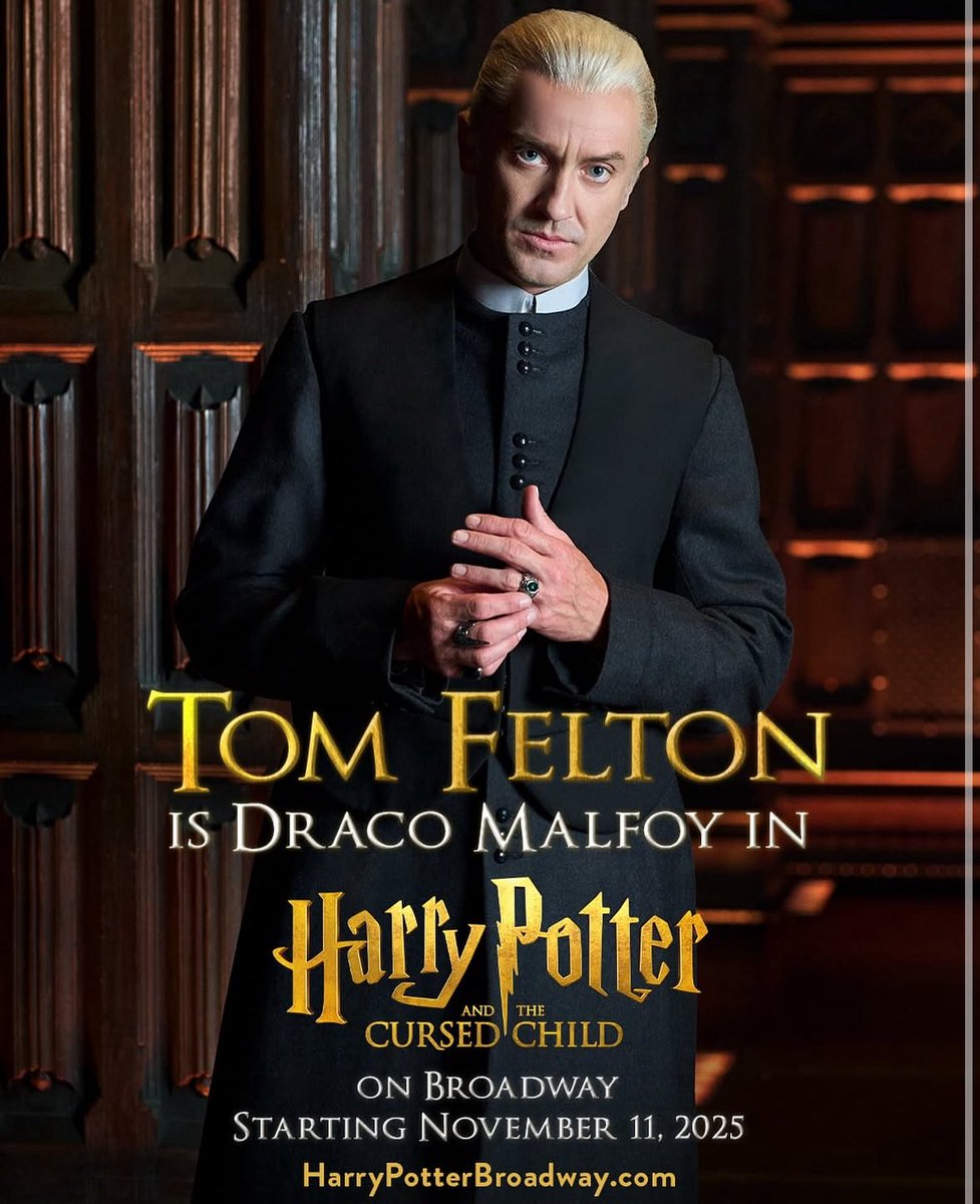 Tom Felton is BACK as Draco Malfoy in HARRY POTTER and the Cursed Child! 

He will reprise his film role for a 19 week engagement starting November 11 on Broadway.