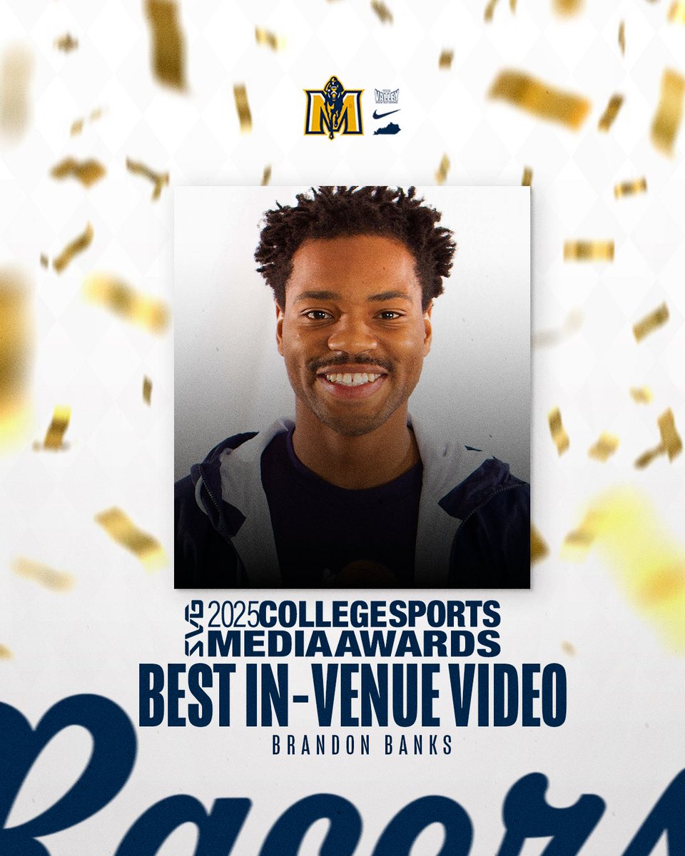 Murray State Racers Athletics (@msuracers) on Twitter photo 👏 A HUGE congrats to our Senior Director of Creative Video <a href="/_shotbybrandon/">Brandon James Banks 🎥</a> on winning Best In-Venue Video at the 2025 <a href="/sportsvideo/">Sports Video Group</a> awards!
#GoRacers🏇 👏 A HUGE congrats to our Senior Director of Creative Video <a href="/_shotbybrandon/">Brandon James Banks 🎥</a> on winning Best In-Venue Video at the 2025 <a href="/sportsvideo/">Sports Video Group</a> awards!
#GoRacers🏇
