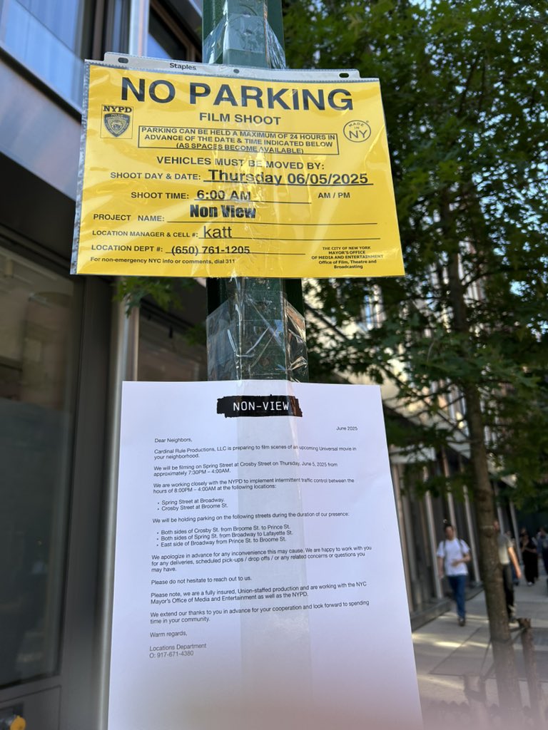The new Spielberg movie will be filming around Crosby and Broome St. today. Cc <a href="/olv/">olv</a>