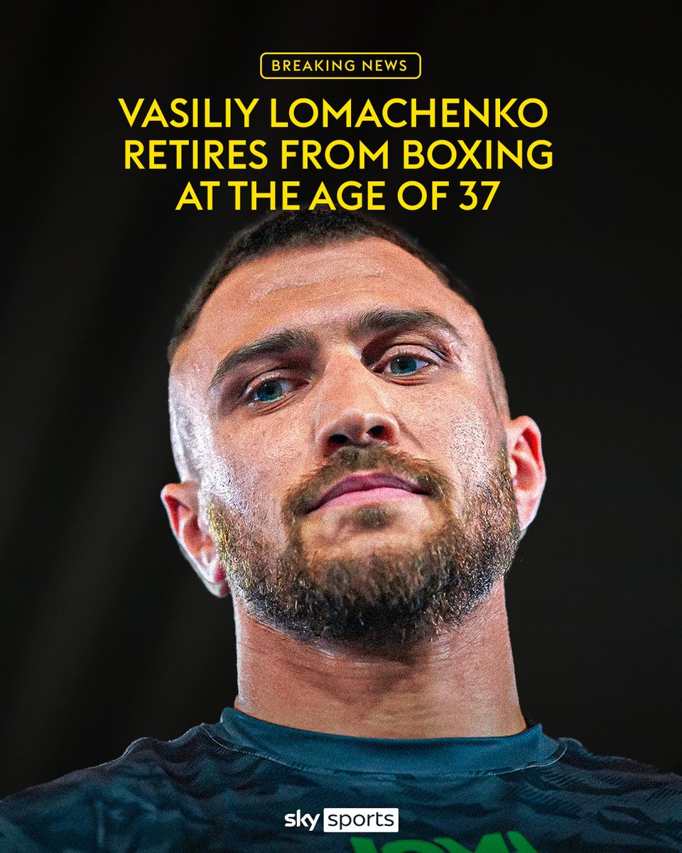 SkySportsBoxing's tweet photo. Vasiliy Lomachenko has announced his retirement from boxing at the age of 37 🚨 https://t.co/5c9eo5nS87