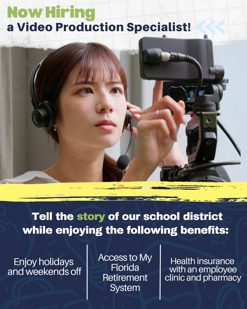 Osceola County School District - Human Resources (@sdoc_hr) on Twitter photo Are you passionate about storytelling through video? If so, we're looking for a Video Production Specialist who’s ready to capture and share the inspiring stories happening every day across our schools.
Apply here: jobs.osceolaschools.net/support-staff-…
#WeAreSDOC <a href="/Osceolaschools/">Osceola Schools</a> Are you passionate about storytelling through video? If so, we're looking for a Video Production Specialist who’s ready to capture and share the inspiring stories happening every day across our schools.
Apply here: jobs.osceolaschools.net/support-staff-…
#WeAreSDOC <a href="/Osceolaschools/">Osceola Schools</a>