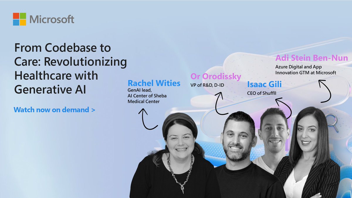msdevMEA's tweet image. Join us for a free live webinar to learn how Developers can put GenAI to work in service of better healthcare.
msft.it/6010SWud6 

#GenAI #SoftwareDevelopers