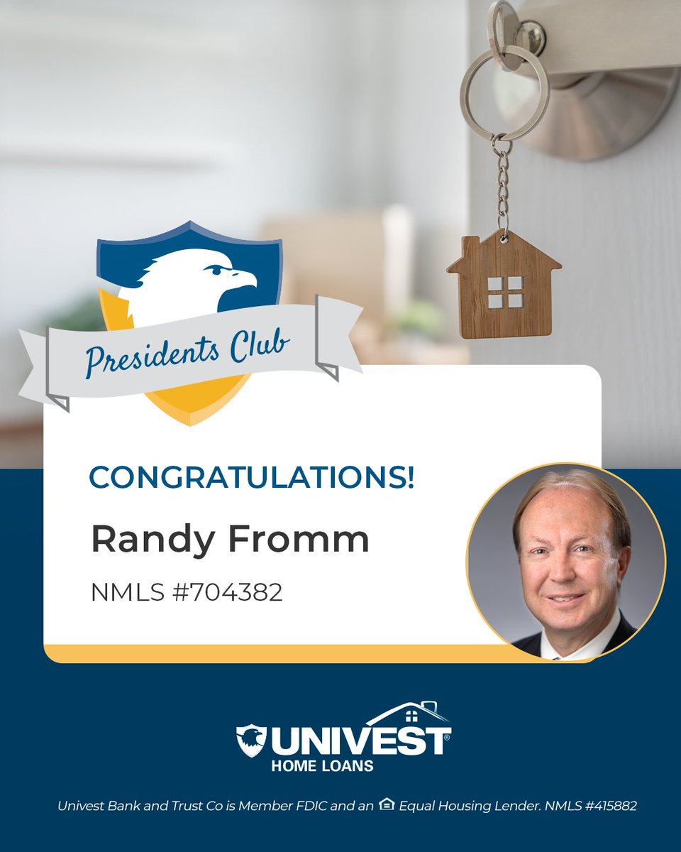 Congratulations, Randy Fromm, Mortgage Loan Officer, on earning President’s Club status for being a 2025 top producer for Univest Home Loans. 🏡 In a challenging market earning this honor just five months into the year is impressive! #UnivestFamily #CommittedToLocal 🌟