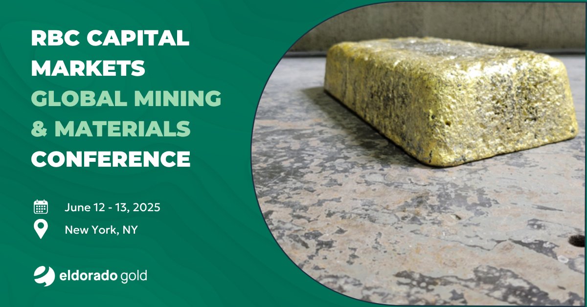 Eldorado Gold (@eldorado_gold) on Twitter photo Next week, we are attending the 2025 <a href="/rbccm/">RBC Capital Markets</a> Global Mining & Materials Conference in New York on June 12 & 13, 2025.
See details here: eldoradogold.com/investors/even…
#BreakingNewGround #Mining #Investor #GoldMining Next week, we are attending the 2025 <a href="/rbccm/">RBC Capital Markets</a> Global Mining & Materials Conference in New York on June 12 & 13, 2025.
See details here: eldoradogold.com/investors/even…
#BreakingNewGround #Mining #Investor #GoldMining