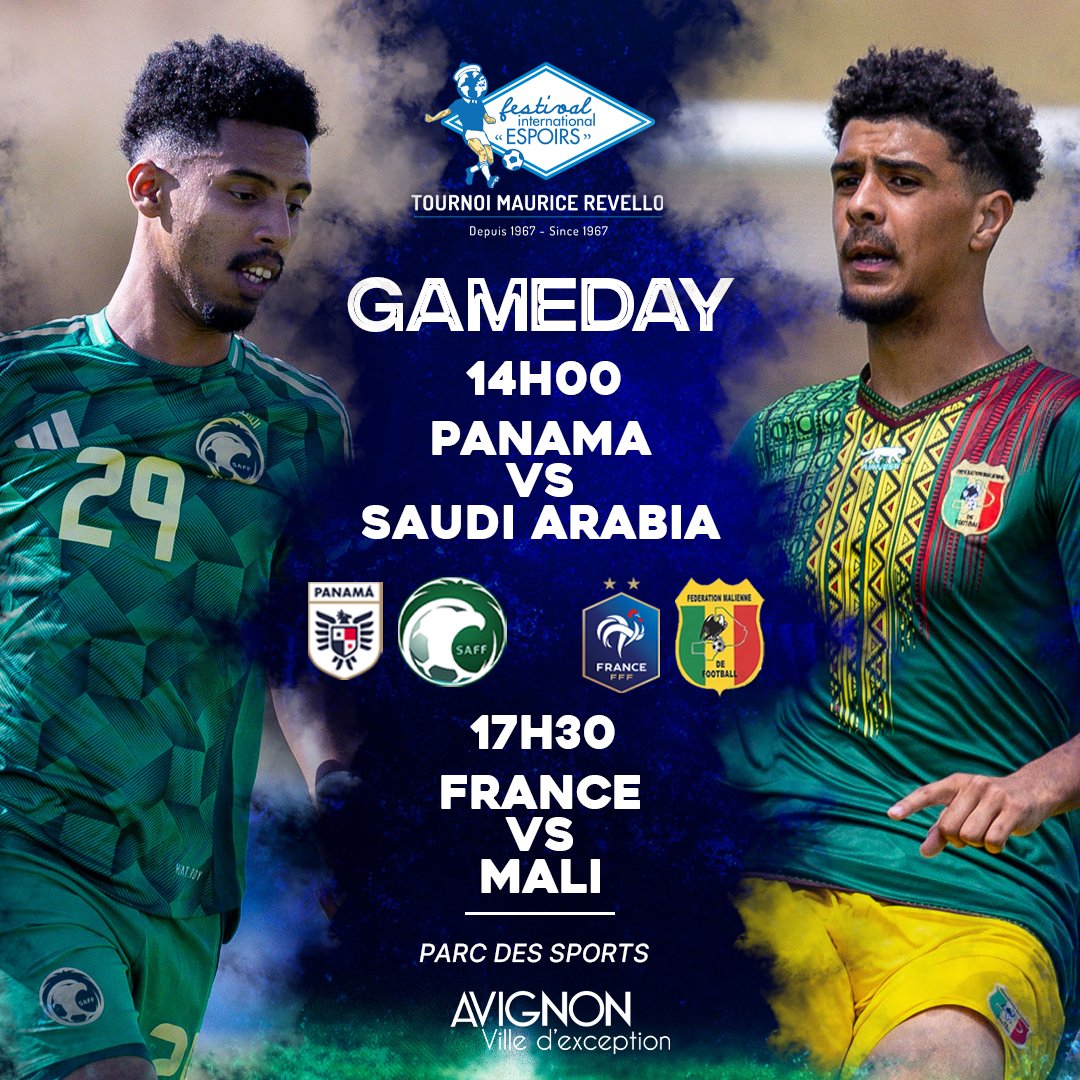 ⚽️ 𝗚𝗔𝗠𝗘𝗗𝗔𝗬

🕑 14h
⚔️ Panama 🇵🇦🆚🇸🇦 Saudi Arabia
#PANKSA

🕠 17h30
⚔️ France 🇫🇷🆚🇲🇱 Mali
#FRAMLI

🏟️ Parc des Sports (Avignon)
🎟️ Tickets ➡️bit.ly/3SyUUvo

#TMR2025