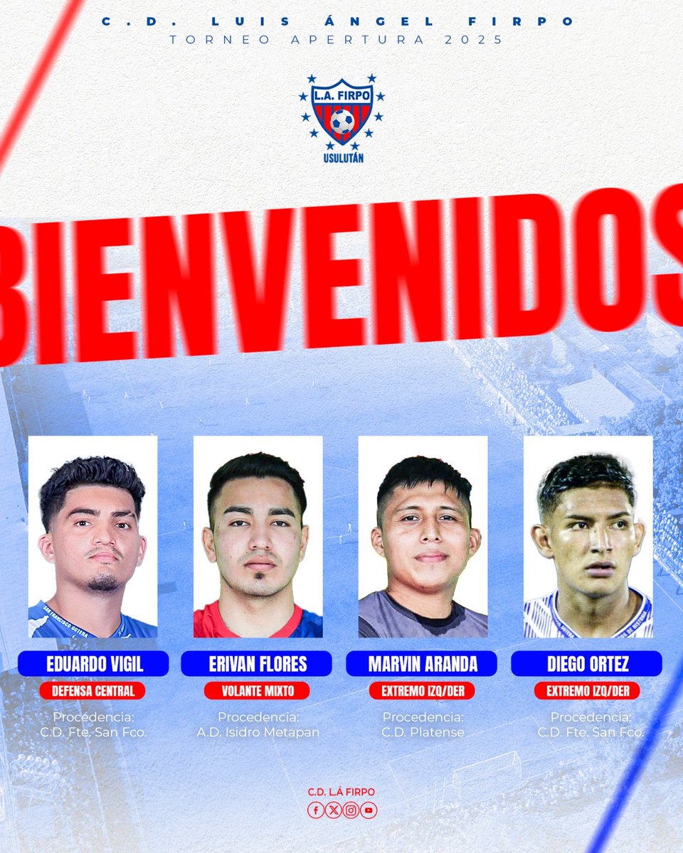 🚨 ¡Empiezan a llegar los refuerzos!
Con entusiasmo y compromiso de cara al Apertura 2025, damos la bienvenida a los primeros jugadores que se suman a nuestra familia para fortalecer al equipo. 🔴⚪️🔵

💪 ¡Bienvenidos a casa, listos para dejarlo todo en la cancha!