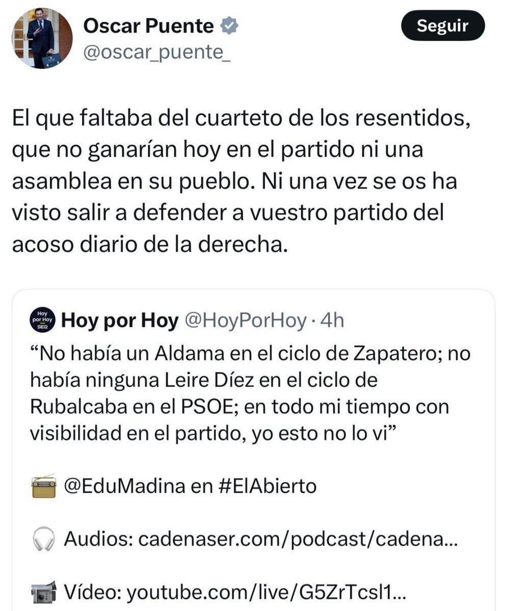 “Ni una vez se os ha visto salir a defender a vuestro partido del acoso de la derecha”.

Se lo dice a quien perdió una pierna en un atentado con coche bomba cuando era miembro de las juventudes socialistas.