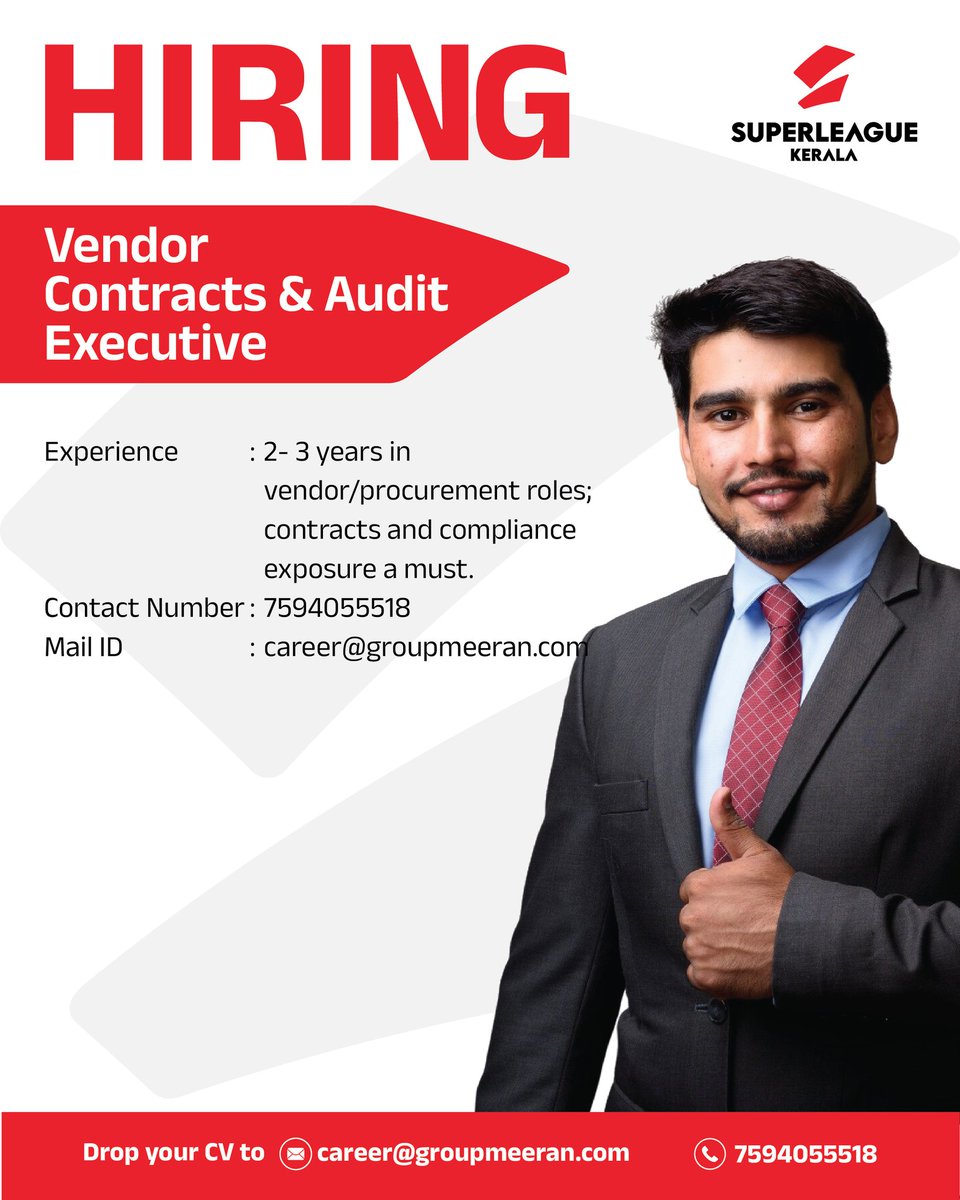 slk_kerala's tweet image. Are you passionate about all things related to sports and are looking for a career in it? Join the team of Super League Kerala and let’s work together to rewrite Kerala’s football history together.
Send your CV's to: info@superleaguekerala.com
#SuperLeagueKerala #JoinSLK…