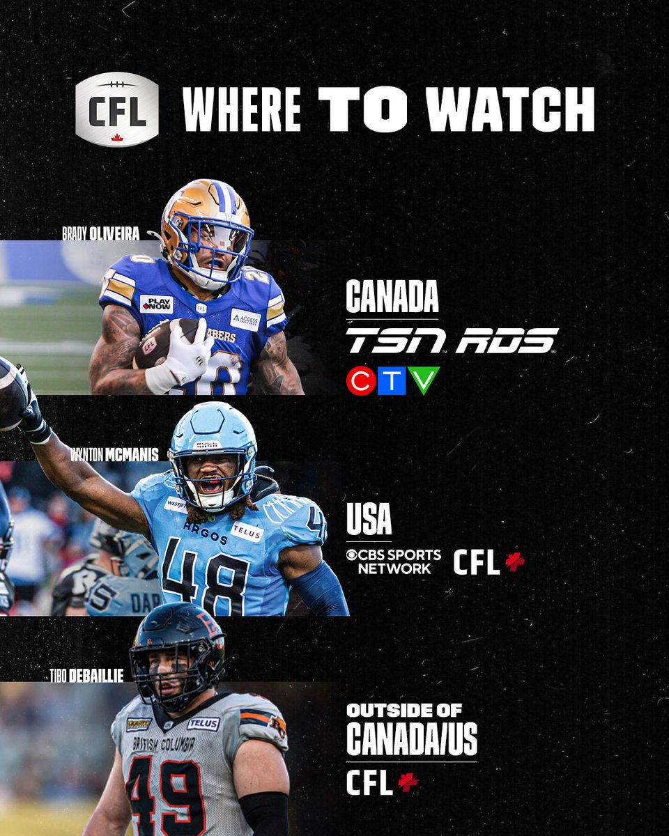 Catch the CFL on CTV! 📺

Canada’s home of the CFL – TSN – and the country’s most-watched conventional television network – CTV – will simultaneously broadcast 22 games in 2025, beginning in Week 1 with the Hamilton Tiger-Cats visiting the Calgary Stampeders.

For full broadcast