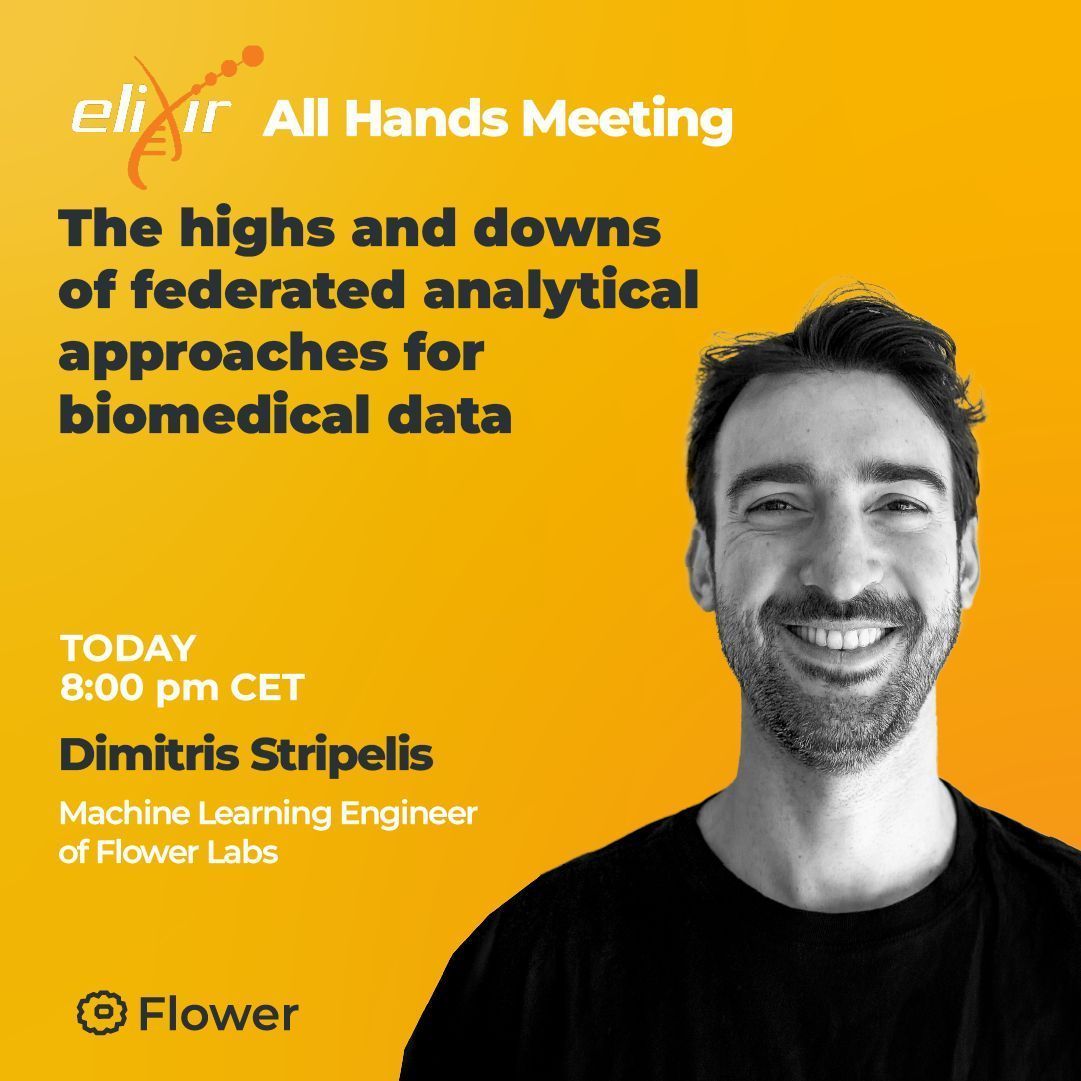 Flower (@flwrlabs) on Twitter photo Flower is visting <a href="/ELIXIREurope/">ELIXIR Europe</a> today to discuss federated opportunities in life sciences.
We are delighted to be invited to join the ELIXIR All Hands Meeting later today and present how the Flower framework can be leveraged in the life sciences applications ๐ง๐ปโ๐ฌ. ELIXIR is an Flower is visting <a href="/ELIXIREurope/">ELIXIR Europe</a> today to discuss federated opportunities in life sciences.
We are delighted to be invited to join the ELIXIR All Hands Meeting later today and present how the Flower framework can be leveraged in the life sciences applications ๐ง๐ปโ๐ฌ. ELIXIR is an