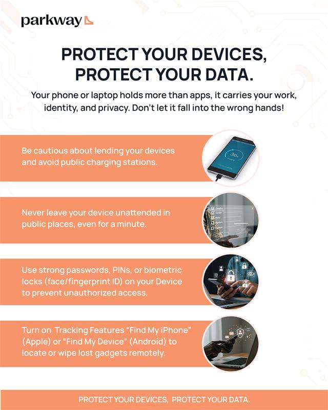 TODAY'S SECURITY TIP!

Protect your devices.
Protect your data.

.

#parkwaywallet #staysafeonline #cybersecuritytips