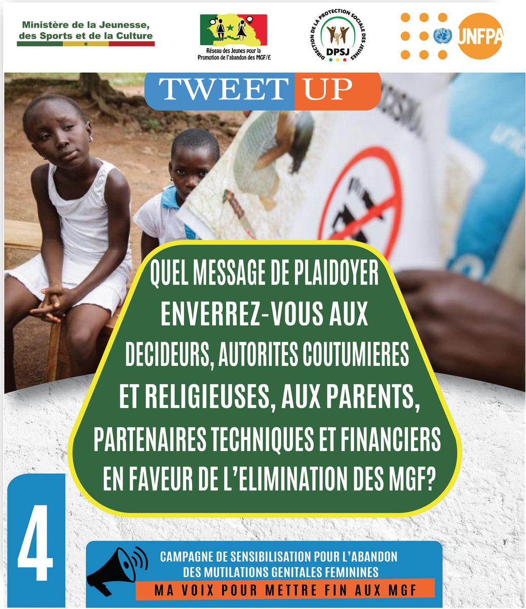 Réseau des Jeunes contre l'Excision (@reseau_mgf_me) on Twitter photo A cette occasion qui s’offre à vous, quel message de plaidoyer enverrez vous aux décideurs, autorités coutumières et religieuses, aux parents et aux partenaires techniques et financiers.
Cette activité se réalise grâce au financement de <a href="/UNFPASenegal/">UNFPASénégal</a>.
<a href="/mjscsn/">Mint de la Jeunesse des Sports et de la Culture</a> #DPSJ A cette occasion qui s’offre à vous, quel message de plaidoyer enverrez vous aux décideurs, autorités coutumières et religieuses, aux parents et aux partenaires techniques et financiers.
Cette activité se réalise grâce au financement de <a href="/UNFPASenegal/">UNFPASénégal</a>.
<a href="/mjscsn/">Mint de la Jeunesse des Sports et de la Culture</a> #DPSJ