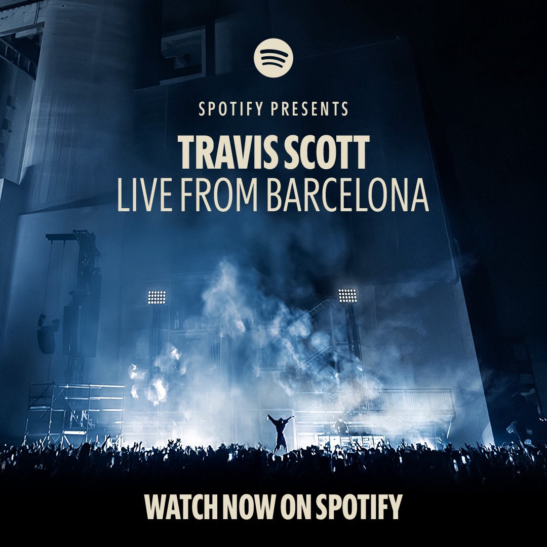 Spotify's tweet photo. Watch @trvisXX perform unreleased JACKBOYS II tracks and other hits — live from Barcelona. On Spotify Now!

https://t.co/pgNWnjkL5D https://t.co/QQCaznnwgs