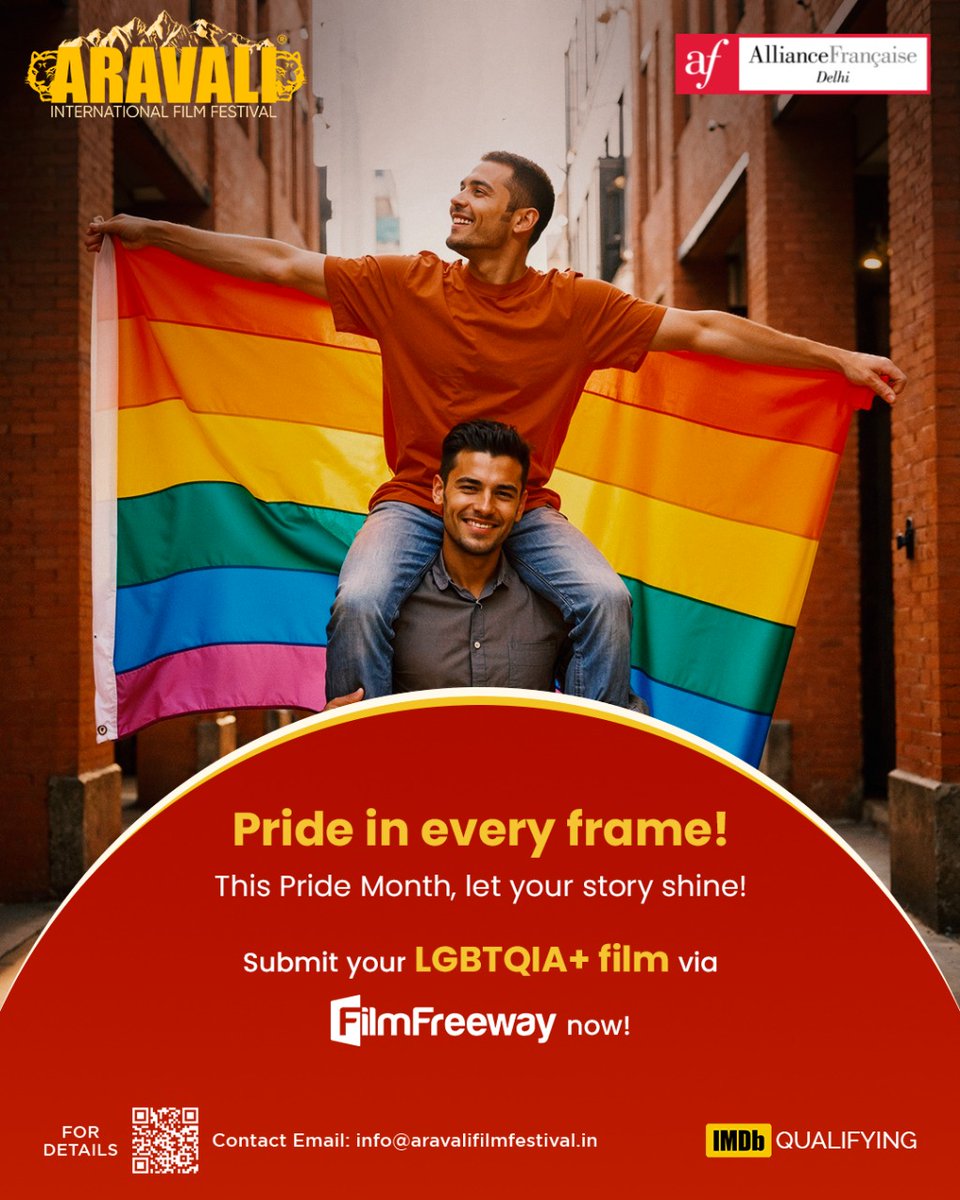 Pride isn’t just a month—it’s a movement! Celebrate Pride and diversity by submitting your LGBTQIA+ film to the Aravali International Film Festival via <a href="/FilmFreeway/">FilmFreeway</a>

#FilmSubmission #AravaliFilmFestival #SubmitYourFilm #IndependentCinema #CallForEntries #lgbtqia