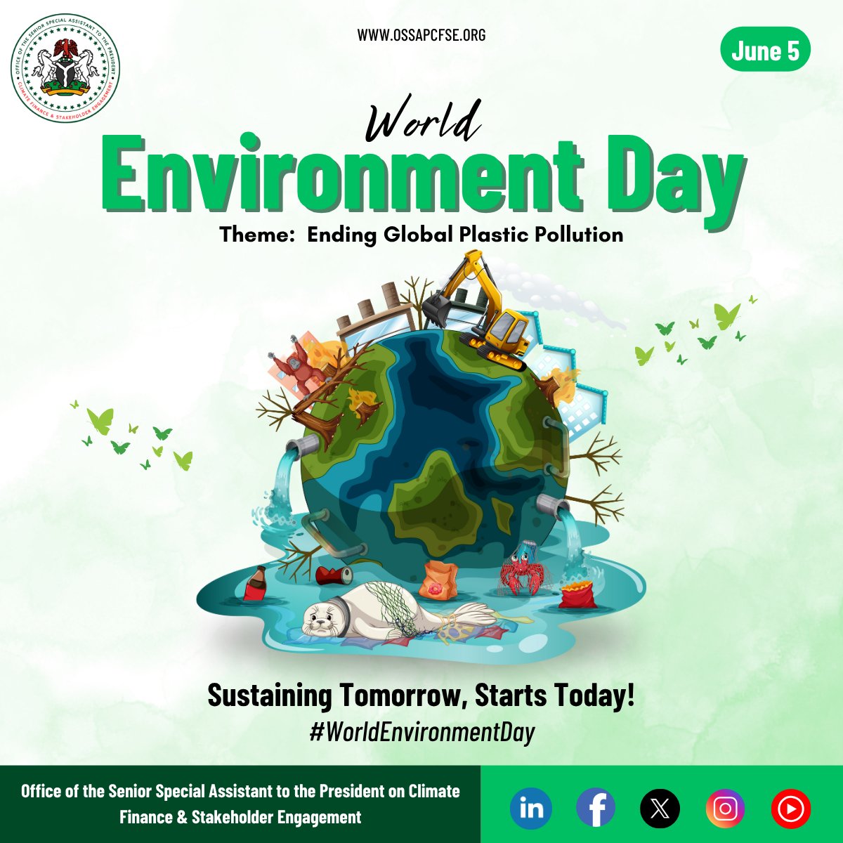 ossapcfse's tweet image. 🌍 This World Environment Day, we stand united to #BeatPlasticPollution.
If we work together to end plastic pollution, a cleaner, healthier future is within our reach.

#WorldEnvironmentDay #PlasticFreeNaija #GreenGrowth #ClimateActionNG #SustainableNigeria #BeatPlasticPollution