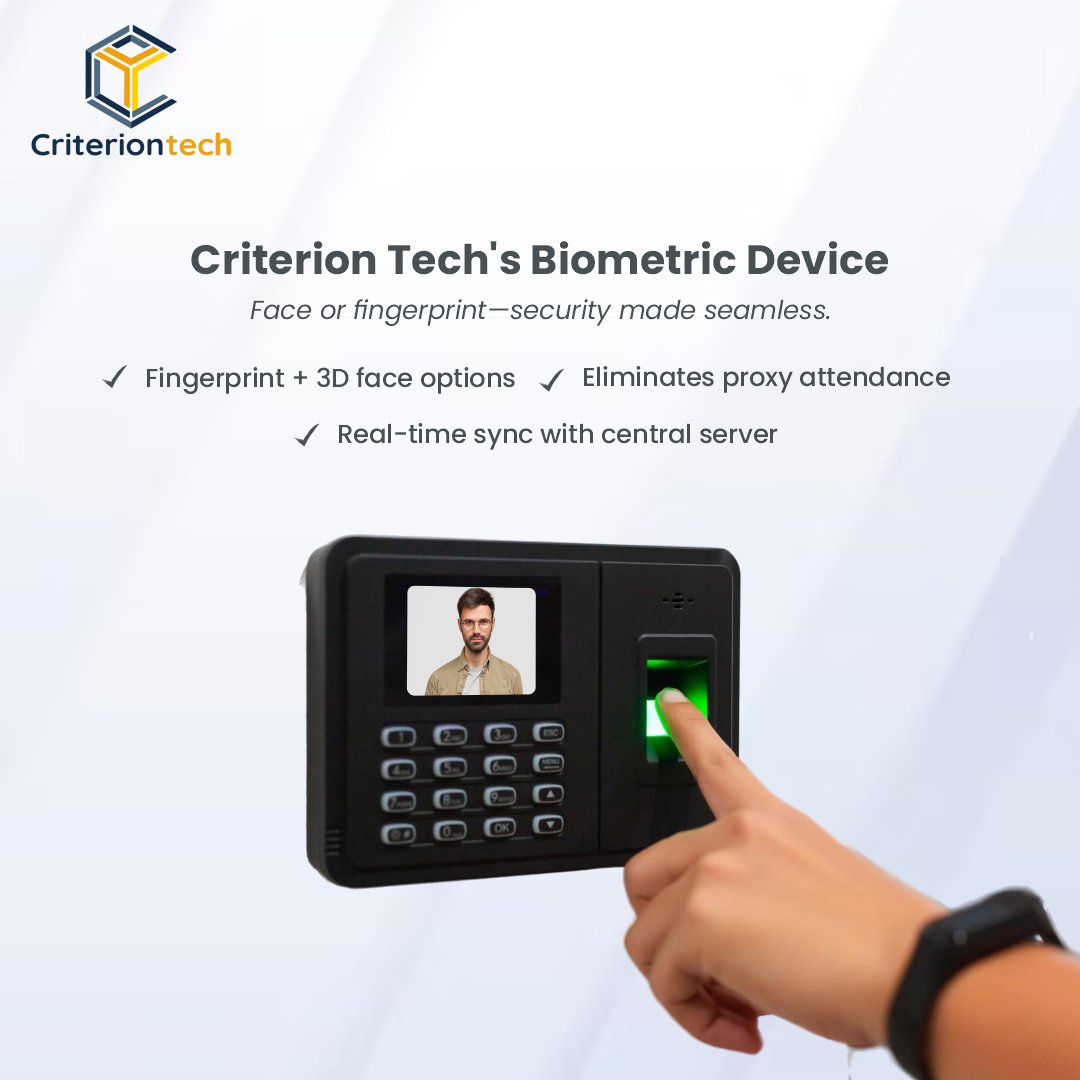 Our Biometric System ensures security, speed, and compliance.
.
#BiometricSystem #SmartAttendance #WorkplaceAutomation #AttendanceSolutions #DigitalIdentity #SecureAccess #ComplianceReady #TimeTracking #HospitalEfficiency #HealthTechInnovation #Criteria4Technology #CriterionTech