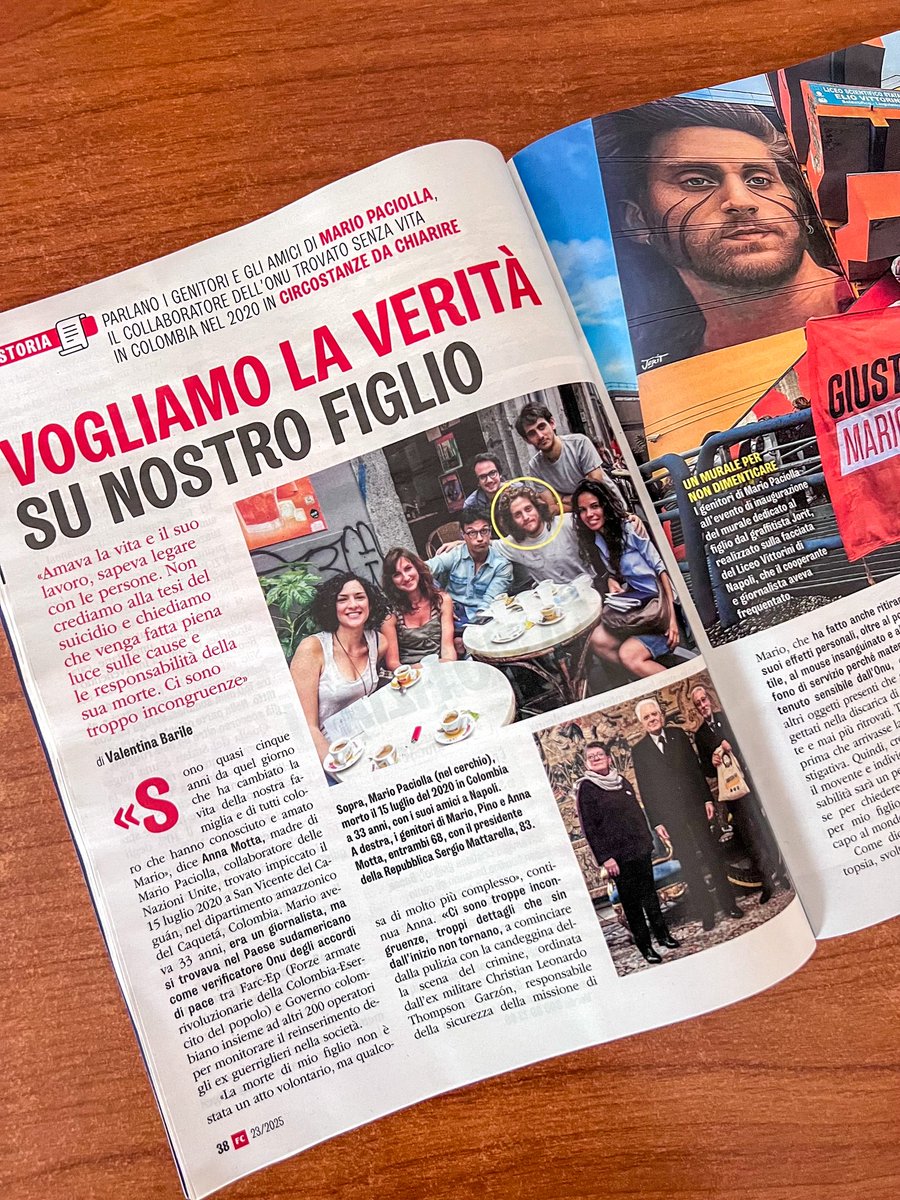 Sul n. 23 di #FamigliaCristiana, in edicola questa settimana (pp. 38-41), un nuovo aggiornamento sul caso #Paciolla. 

<a href="/giustiziamario/">Giustizia per Mario Paciolla</a> <a href="/GiuseppePaciol1/">Giuseppe Paciolla</a> <a href="/Raffa_Pi/">LaRaffa_Pi • Raffaella Paciolla •</a> <a href="/BeppeGiulietti/">Beppe Giulietti</a> <a href="/Artventuno/">articolo21.info</a>
