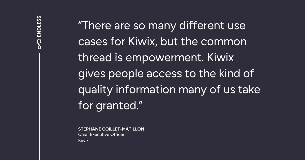 endless_global's tweet image. What if you could access the internet—without being online? We spoke with Kiwix CEO Stephane Coillet-Matillon about how Kiwix is making knowledge accessible in even the most remote places. Read the full interview: blog.endlessnetwork.com/blog-1/kiwix-o…

#DigitalInclusion #EdTech #OpenAccess