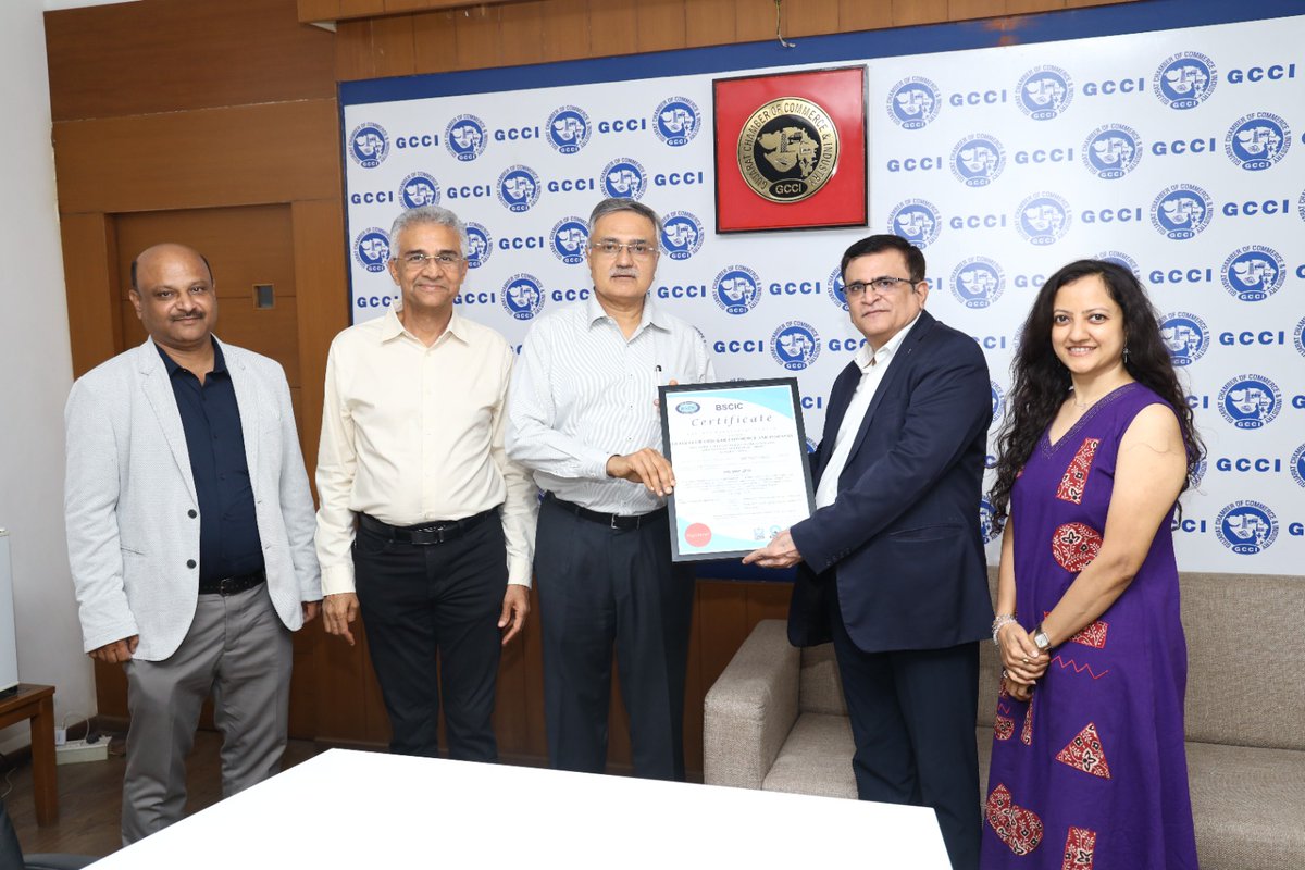 gccigujarat's tweet photo. GCCI Awarded ISO 9001:2015 Certification with NABCB Accreditation
GCCI is proud to announce its achievement of the ISO 9001:2015 certification with NABCB accreditation.
#GCCI #ISO9001 #NABCB #QualityExcellence #75YearsOfGCCI #TransformGujarat #InstitutionalExcellence https://t.co/g1KKVrIi7F
