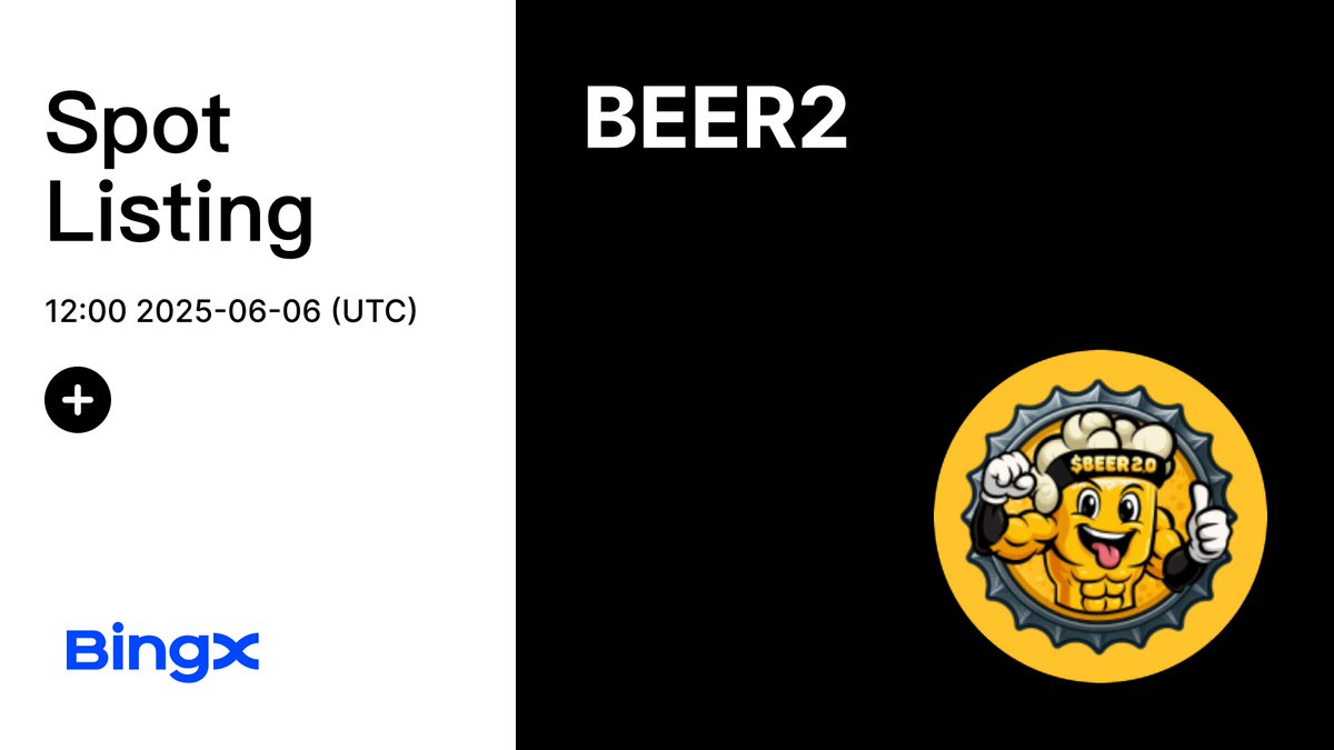 Finally, a coin you can toast to. $BEER2 is coming soon to BingX Spot. <a href="/beercoinmeme/">Beercoin 2.0</a> 🍻

Deposit Time: 2025-06-05, 12:00:00 (UTC+0)
Trading Time: 2025-06-06, 12:00:00 (UTC+0)
Withdrawal Time: 2025-06-07, 12:00:00 (UTC+0)

Listing details: bingx.com/partner/BEER2l…