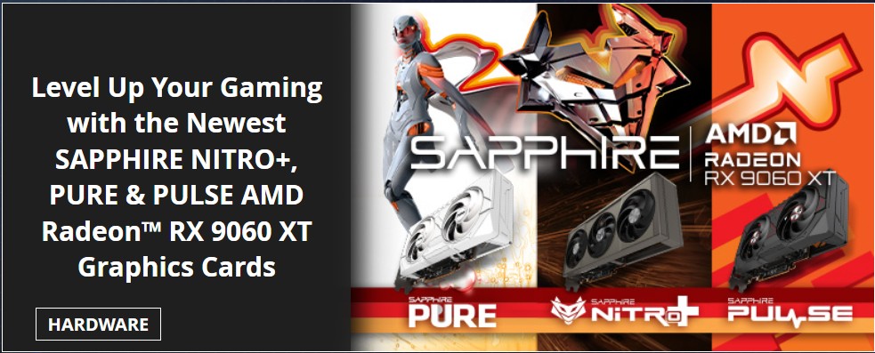 Our SAPPHIRE NITRO+, PURE &amp; PULSE models of the AMD Radeon RX 9060 XT have landed!
Read about it here: sapphirenation.net/sapphire-rx-90…