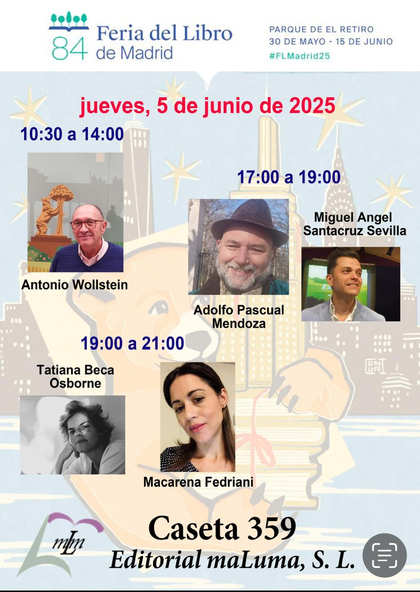 Está tarde de 17:00 a 19:00 horas, estaré firmando ejemplares de la saga El comisario Toro.
Si estás por la FLM, y quieres conocer al policía más castizo, estaré encantado de hablarte de él.