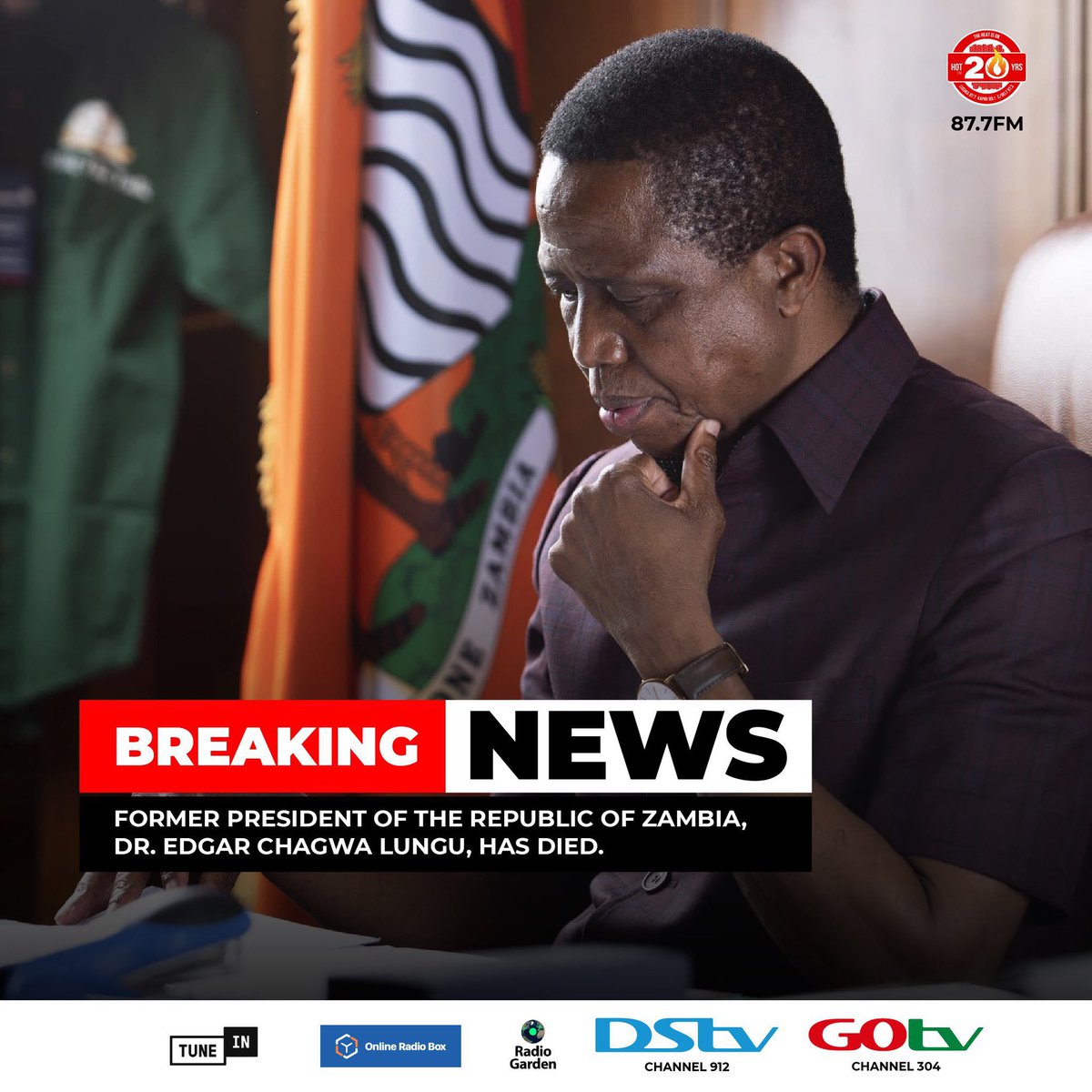 Former Zambian President Edgar Lungu, has died in South Africa. Lungu was reportedly playing a comeback after suffering defeat in the hands of Hakainde Hachilema