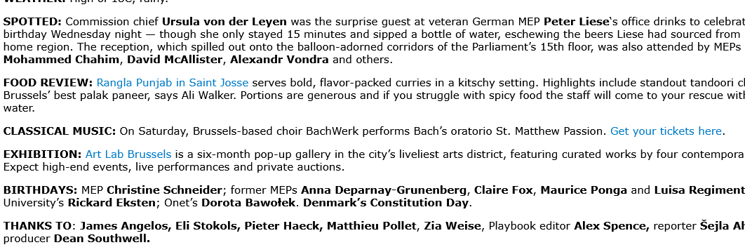 bachwerk's tweet photo. Thanks for the mention #playbook @POLITICOEurope #Bach #Brussels https://t.co/EpeuenDzk4 https://t.co/Mu6zk1FxTo