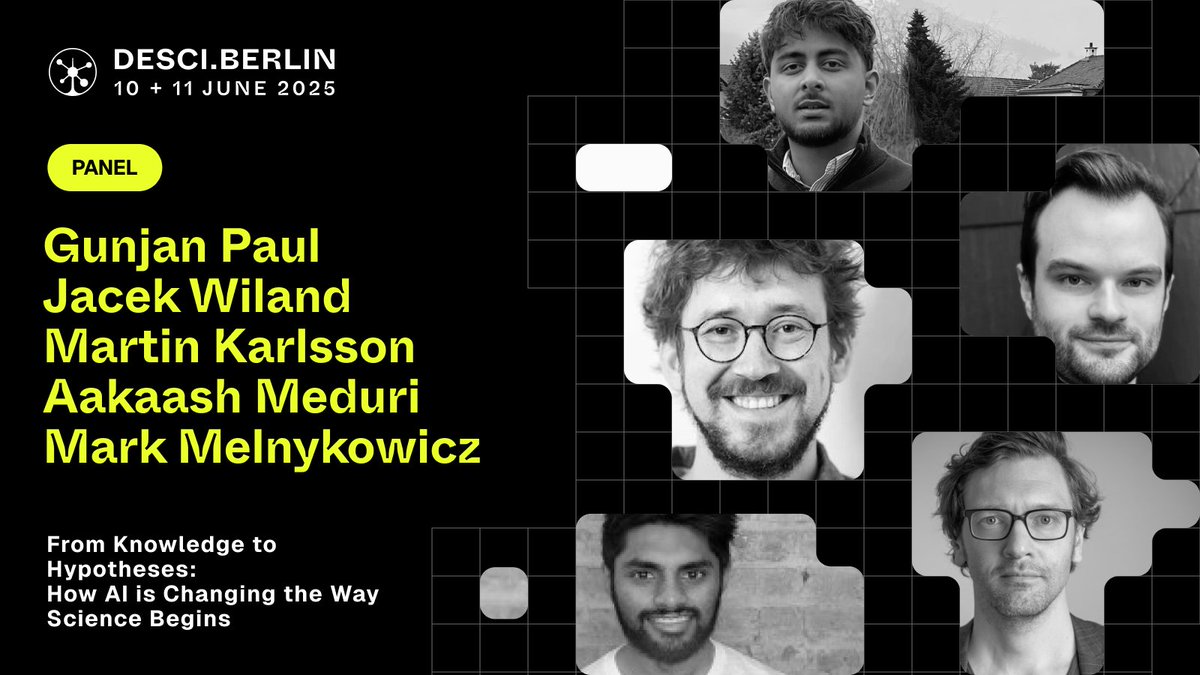 DeSci.Berlin (@desciberlin) on Twitter photo “From Knowledge to Hypotheses: How AI is Changing the Way Science Begins”
At <a href="/DeSciBerlin/">DeSci.Berlin</a>, Gunjan Paul (<a href="/gunjanmimo/">Gunjan Paul</a>) from @Valley_DAO, Jacek Wiland (<a href="/beeard_dev/">BeeARDev</a>) from <a href="/BeeARDai/">BeeARD AI</a>, Martin Karlsson (<a href="/jmartink/">Martin Karlsson</a>) from <a href="/crdntwrk/">coordination.network (CN) by lateral.io</a>, Aakaash Meduri (<a href="/AakaashMeduri/">Aakaash</a>) from <a href="/BioProtocol/">Bio Protocol</a> & Mark “From Knowledge to Hypotheses: How AI is Changing the Way Science Begins”
At <a href="/DeSciBerlin/">DeSci.Berlin</a>, Gunjan Paul (<a href="/gunjanmimo/">Gunjan Paul</a>) from @Valley_DAO, Jacek Wiland (<a href="/beeard_dev/">BeeARDev</a>) from <a href="/BeeARDai/">BeeARD AI</a>, Martin Karlsson (<a href="/jmartink/">Martin Karlsson</a>) from <a href="/crdntwrk/">coordination.network (CN) by lateral.io</a>, Aakaash Meduri (<a href="/AakaashMeduri/">Aakaash</a>) from <a href="/BioProtocol/">Bio Protocol</a> & Mark