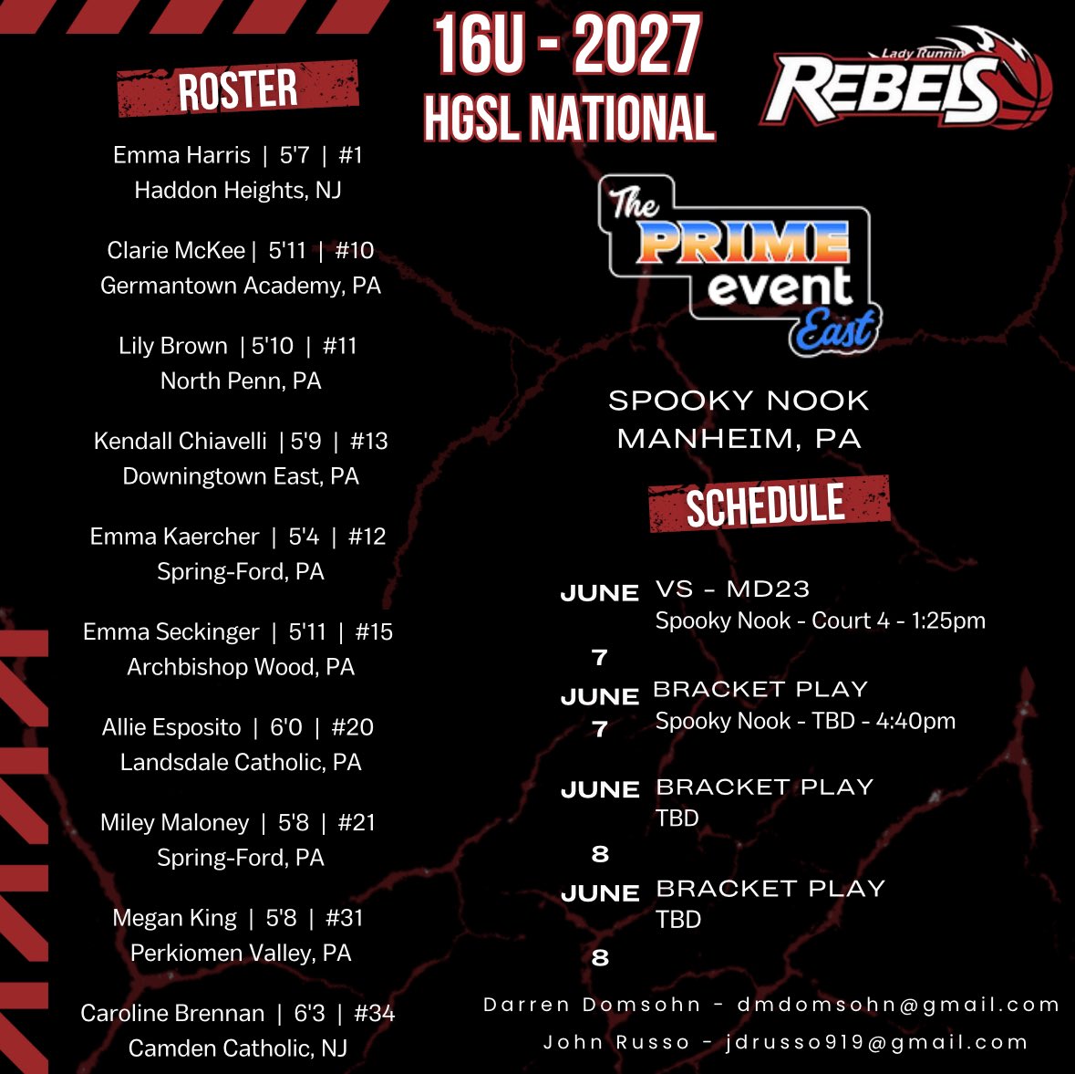 Lady Runnin Rebels (@ladyrunnin) on Twitter photo Our 2027 HGSL National team will be off and RUNNIN in this weekends <a href="/SelectEventsBB/">Select Events Basketball</a> Prime Event East event at Spooky Nook! Be sure to check them out 👀
#keeprunnin Our 2027 HGSL National team will be off and RUNNIN in this weekends <a href="/SelectEventsBB/">Select Events Basketball</a> Prime Event East event at Spooky Nook! Be sure to check them out 👀
#keeprunnin