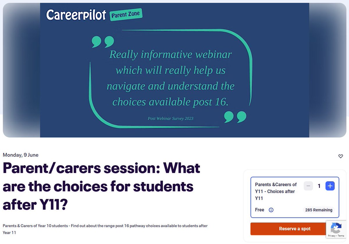 Free webinar for Year 10 Parents and Carers: What are the choices for students after Year 11?
Monday 9th June 5.30-6.30pm

Register free here: bit.ly/4jyzVnu