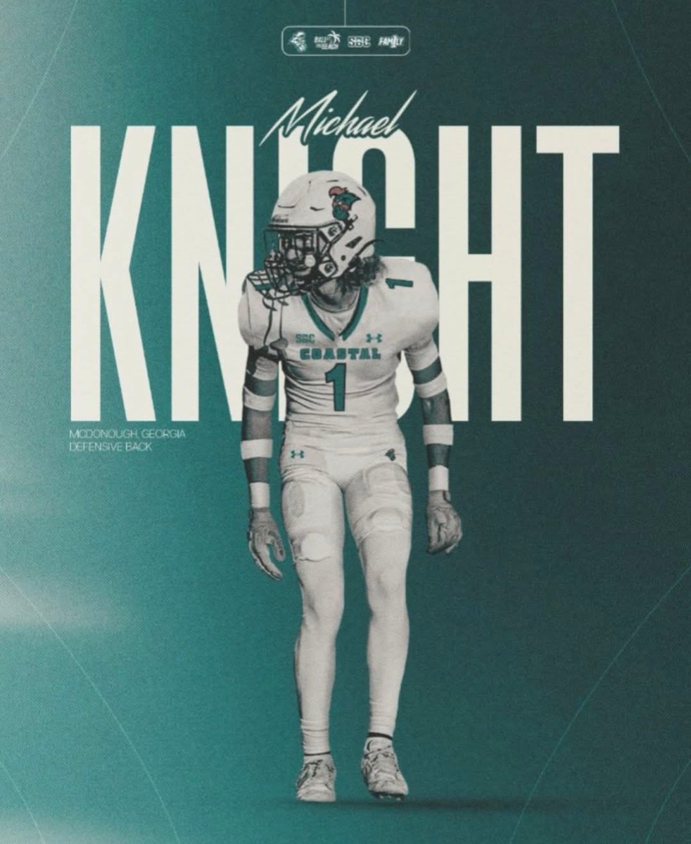 Michael Knight (@michaelkni3546) on Twitter photo I will be at Coastal Carolina 6/6 - 6/8 for my Official Visit. 🌴 #BALLATTHEBEACH I #FAM1LY I #TEALNATION
@Coach_Brookin
<a href="/Coachtimbeck/">Tim Beck</a>
<a href="/Coach_J_Johnson/">Jeremiah Johnson</a>
<a href="/247recruiting/">247Sports Recruiting</a>
<a href="/MattDeBary/">Matt DeBary</a>
<a href="/Rivals/">Rivals</a>
<a href="/RecruitGeorgia/">Recruit Georgia</a>
@On3Recruits
<a href="/CoachKent41/">Clinton Kent</a>
<a href="/Coachadkinsd/">Dustin Adkins</a>
<a href="/OlaFBRecruits/">Ola High School Football Recruits</a>
<a href="/RecruitNE_GA/">RecruitNE_GA</a> I will be at Coastal Carolina 6/6 - 6/8 for my Official Visit. 🌴 #BALLATTHEBEACH I #FAM1LY I #TEALNATION
@Coach_Brookin
<a href="/Coachtimbeck/">Tim Beck</a>
<a href="/Coach_J_Johnson/">Jeremiah Johnson</a>
<a href="/247recruiting/">247Sports Recruiting</a>
<a href="/MattDeBary/">Matt DeBary</a>
<a href="/Rivals/">Rivals</a>
<a href="/RecruitGeorgia/">Recruit Georgia</a>
@On3Recruits
<a href="/CoachKent41/">Clinton Kent</a>
<a href="/Coachadkinsd/">Dustin Adkins</a>
<a href="/OlaFBRecruits/">Ola High School Football Recruits</a>
<a href="/RecruitNE_GA/">RecruitNE_GA</a>
