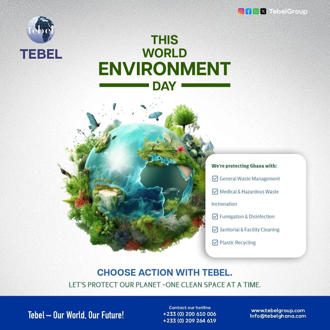 Beat Plastic Pollution with Tebel! 🌍💚
Expert waste management &amp; eco-friendly solutions for a greener Ghana.
Let's turn waste into opportunity!
 +233 200 610 006 | +233 209 264 619
 info@tebelghana.com
tebelgroup.com