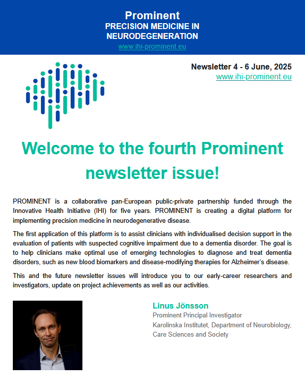 IHI Prominent (@ihi_prominent) on Twitter photo The @ihieurope funded @ihi_PROMINENT Newsletter #4 is out now.
Highlights 🌟EU authorises lecanemab for early Alzheimer’s, clinician survey on decision support, latest biomarker research & <a href="/AlzheimerEurope/">Alzheimer Europe</a> European Parliament debate.
Read & subscribe: mailchi.mp/266ae009900a/p… The @ihieurope funded @ihi_PROMINENT Newsletter #4 is out now.
Highlights 🌟EU authorises lecanemab for early Alzheimer’s, clinician survey on decision support, latest biomarker research & <a href="/AlzheimerEurope/">Alzheimer Europe</a> European Parliament debate.
Read & subscribe: mailchi.mp/266ae009900a/p…