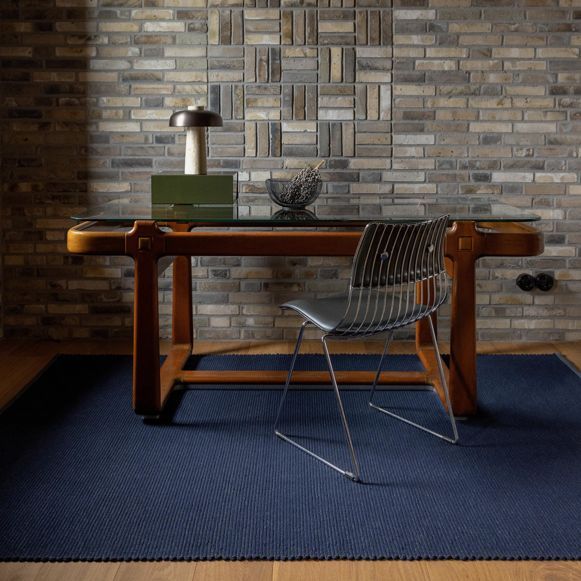 Frame your workspace with beautiful blues which naturally promote calmness and motivation 💙 Our rug of day is our Brink &amp; Campman Grid rug in Ink. This flatweave rug features a sleek grid pattern is crafted from luxurious felted wool. Choose from four sizes in our showroom...