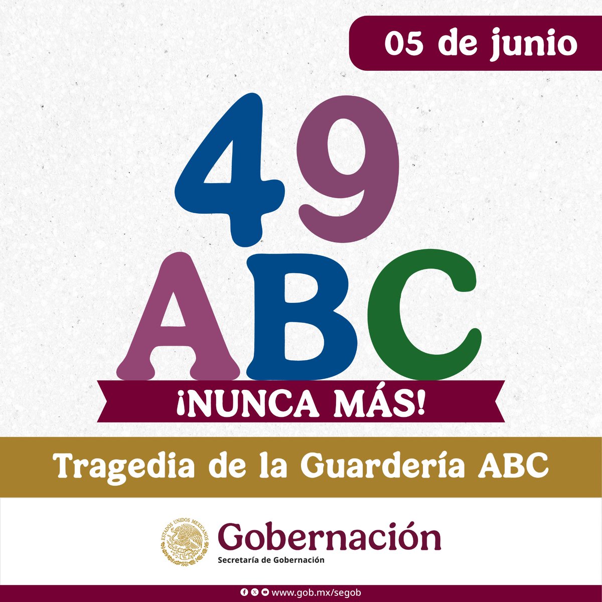 El 5 de junio de 2009 ocurrió un incendio en la Guardería ABC, en Hermosillo, Sonora, en donde perdieron la vida 49 menores. El sitio no contaba con las medidas de seguridad adecuadas para su funcionamiento.
La Bandera Nacional se iza a media asta.