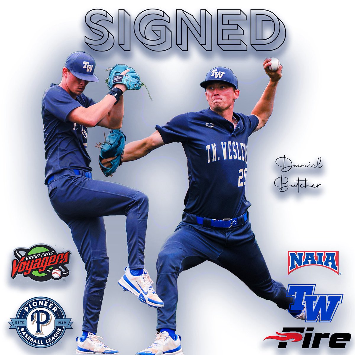 ANOTHER ONE!  My heart is exploding with happiness. Congratulations to <a href="/TWU_Baseball/">Tennessee Wesleyan Baseball</a>’s Daniel Batcher for signing with the Great Falls Voyagers! He was only with the Dawgs for 1 season but he left his mark, no doubt! Can’t wait to see him shove professionally!

<a href="/NAIABall/">NAIA Ball</a>