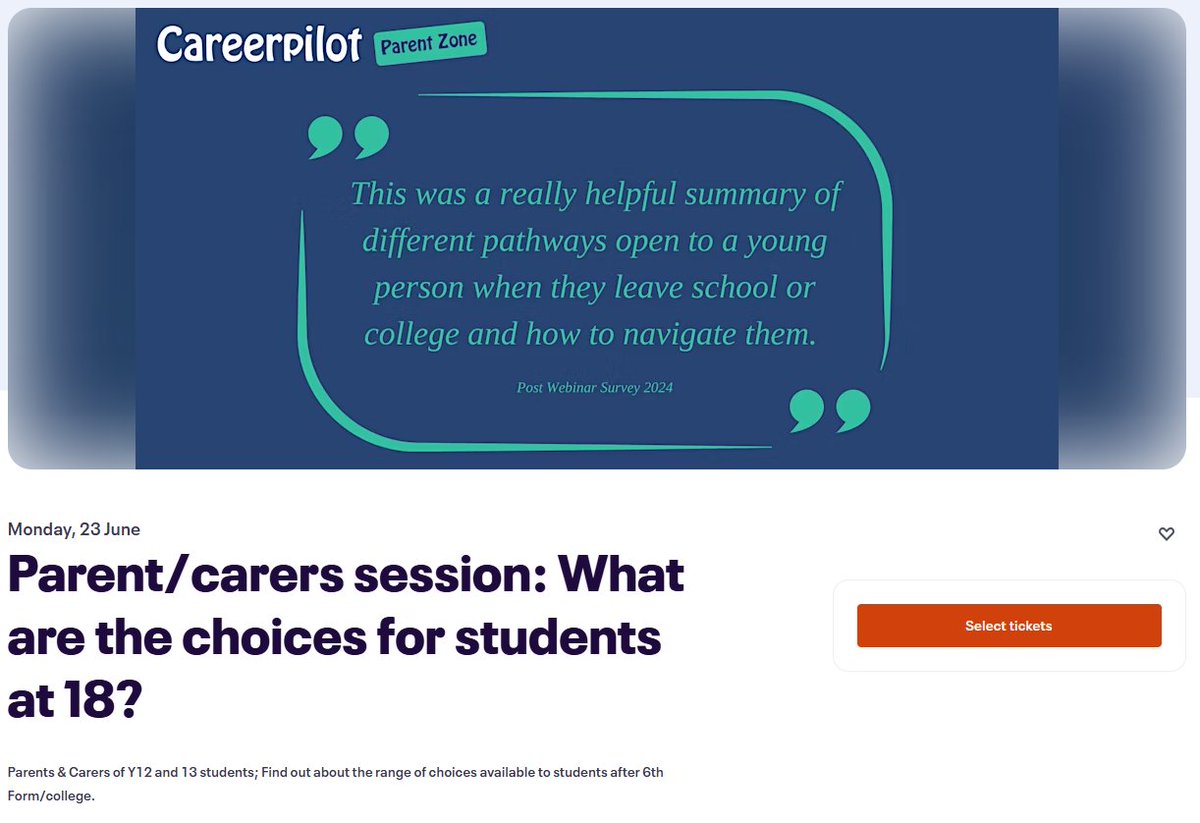 Free webinar for Year 12 Parents and Carers: What are the choices for students at 18?
Monday 23rd June 5.30-6.30pm

Register free here: bit.ly/4jyzVnu