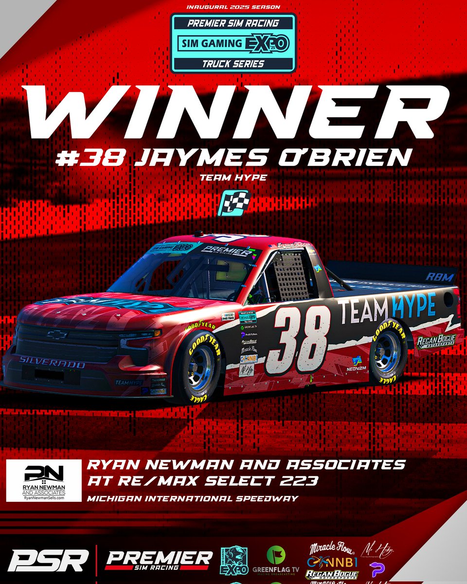 PremierSimRacin's tweet image. JAYMES O'BRIEN BRINGS IT HOME AT MICHIGAN! Thanks for a Great First Season. Stay Tuned for Updates on Season 2!
