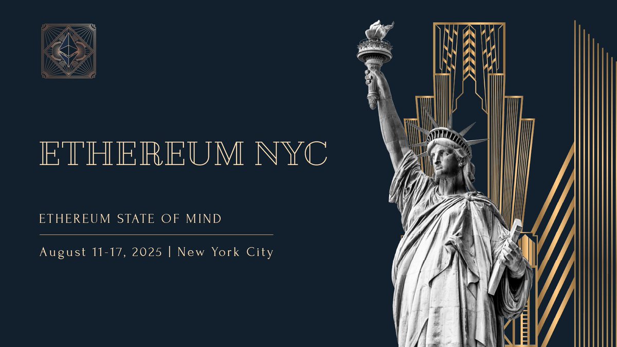 ethereum_NYC's tweet image. It's time we bring Ethereum to NYC together
11-17 August, it's the Ethereum state of mind
Stay tuned for details!
