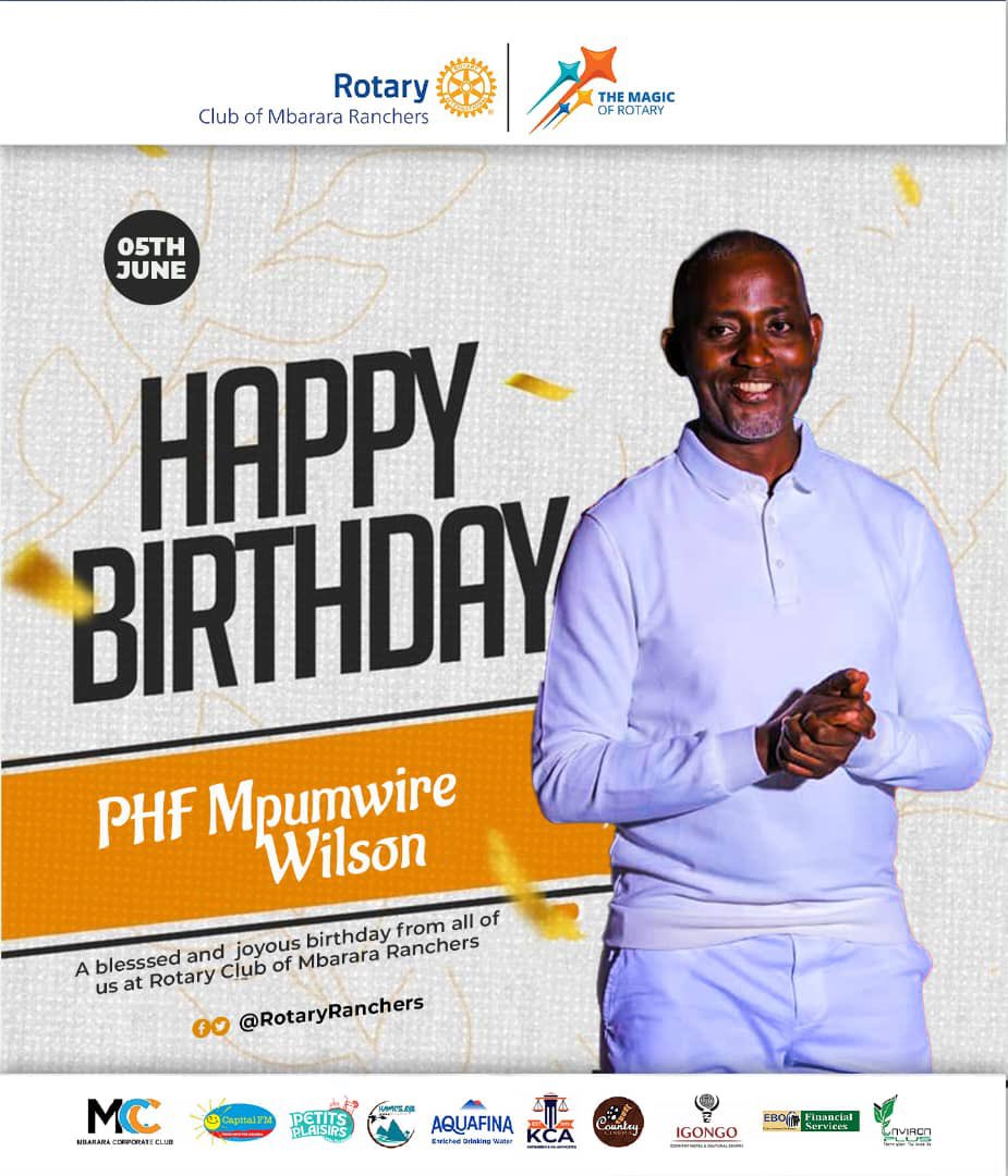 A year older is a year wiser ! 

Your dedication to service and the positive impact you make in the Club and the communities we serve is truly inspiring.  May your day be filled with joy! 

Happiest Birthday Rtn PHF Wilson Mpumwire - a JGF and valuable Rancher