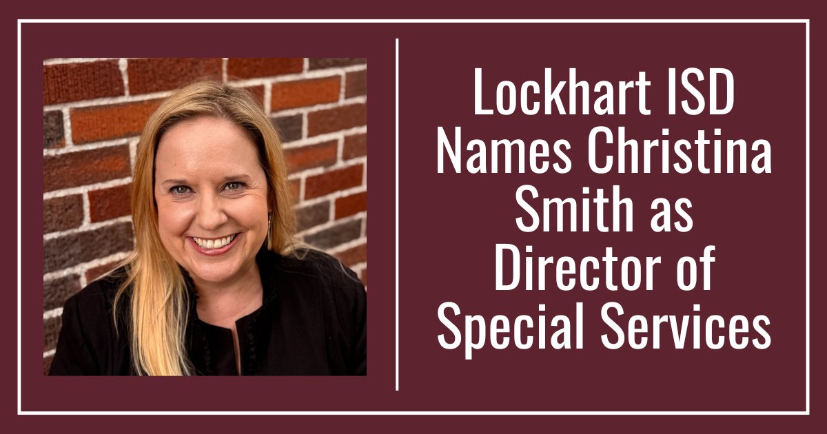 Lockhart ISD Names Christina Smith as Director of Special Services <a href="/LISDSpServices/">Lockhart ISD Special Services</a> 

Read more here: lockhartisd.org/news-detail/~b…